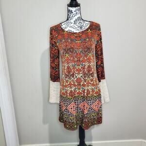 Tacera medium womens hippie floral style dress